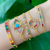 Rainbow Sparkle: Japanese Fairy Ring, Zircon Bracelet and Necklace Set